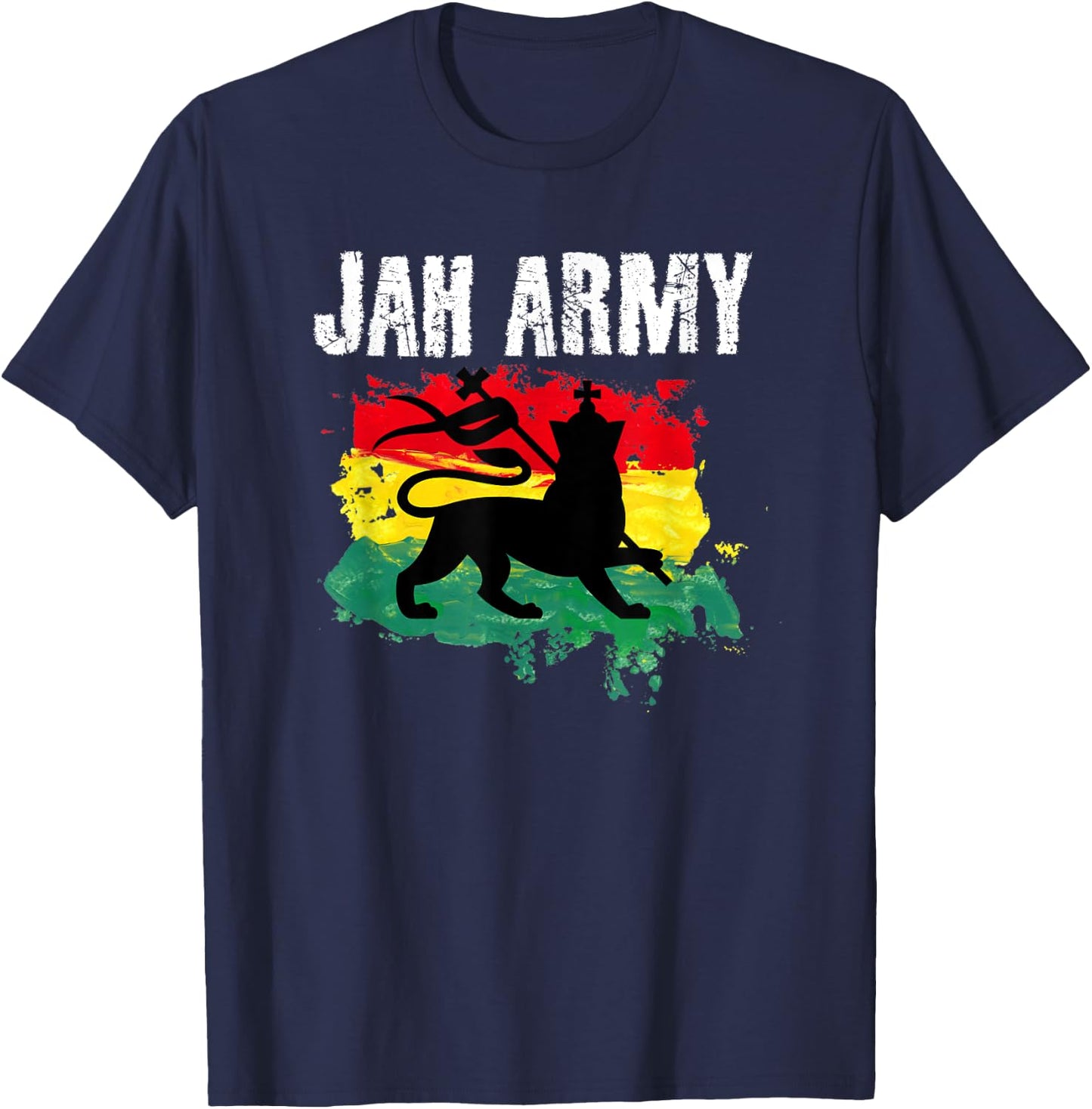 Jah Jah Army Rastafarian Clothing Jamaica Souvenir Reggae T-Shirt - T-Shirt | Navy