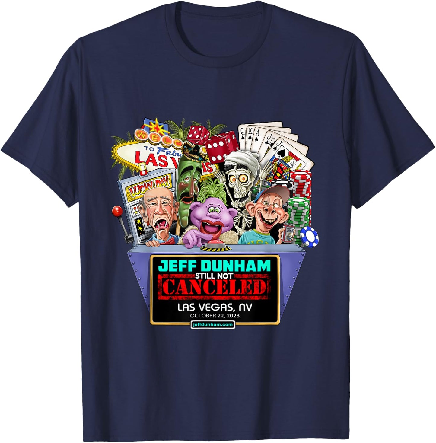 Jeff Dunham Las Vegas, NV (2023) T-Shirt - T-Shirt | Navy