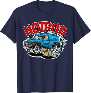 Hot Rod Blue Panel Truck Cartoon Vintage style T-Shirt - T-Shirt | Navy