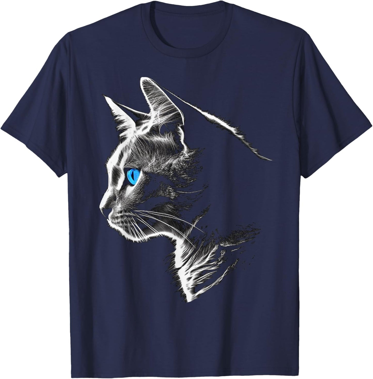 Cat Blue Eyes - Pet Animal Art Cat Women Kids T-Shirt - T-Shirt | Navy
