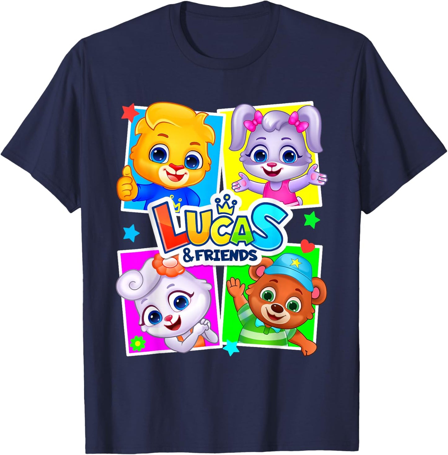 Lucas and Friends by RV AppStudios | Kids Popular Characters Small T-Shirt - T-Shirt | Navy