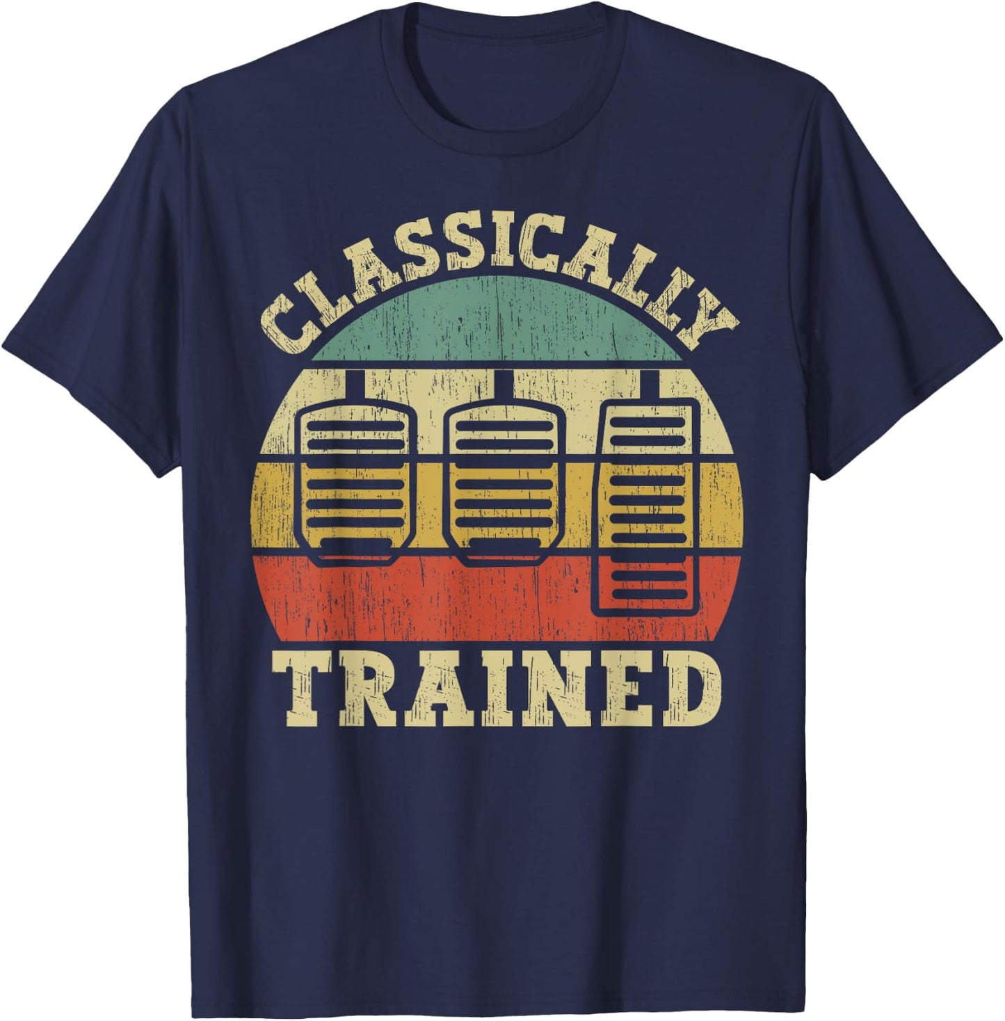 Vintage Three Pedals Classically Trained Manual Transmission T-Shirt - T-Shirt | Navy