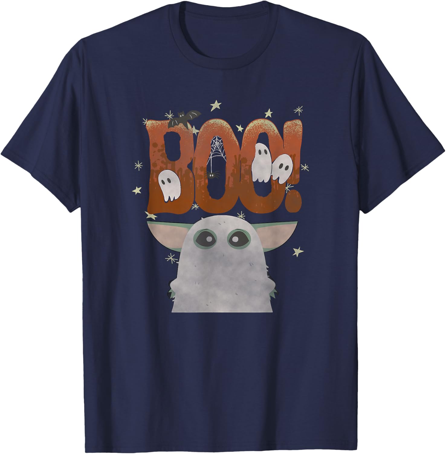Star Wars: The Mandalorian Halloween Grogu Ghost Boo! T-Shirt - T-Shirt | Navy