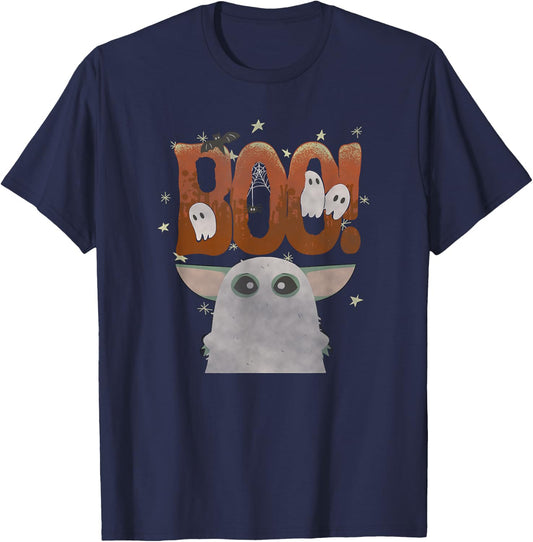 Star Wars: The Mandalorian Halloween Grogu Ghost Boo! T-Shirt - T-Shirt | Navy