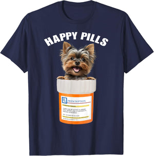 Yorkshire Terrier Happy Pills Funny Yorkie lovers T-Shirt - T-Shirt | Navy