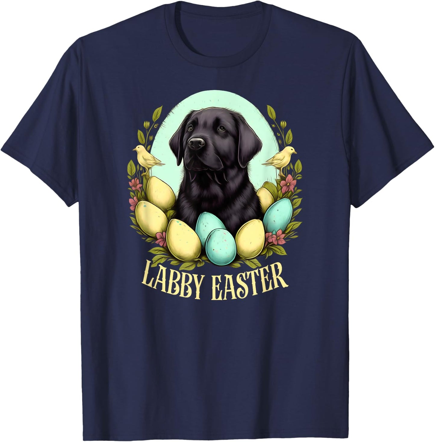 Labby Easter - Black Lab T-Shirt - T-Shirt | Navy