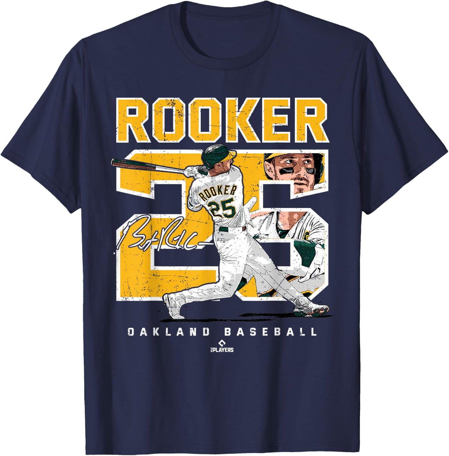 Number and Portrait Brent Rooker Oakland T-Shirt - T-Shirt | Navy