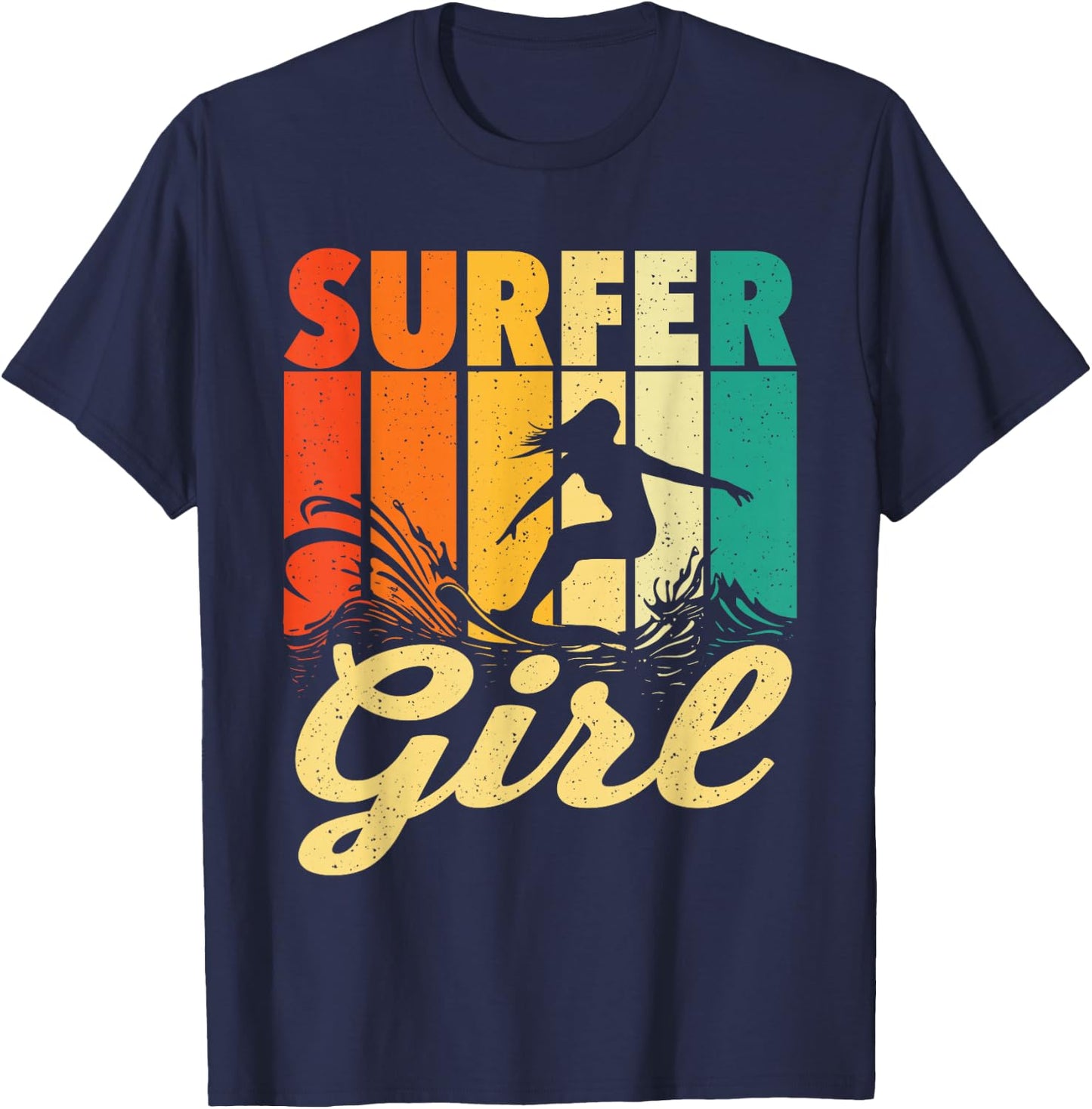 Surfer Girl - Waves Surfing Trainer Surfboard Lover T-Shirt - T-Shirt | Navy