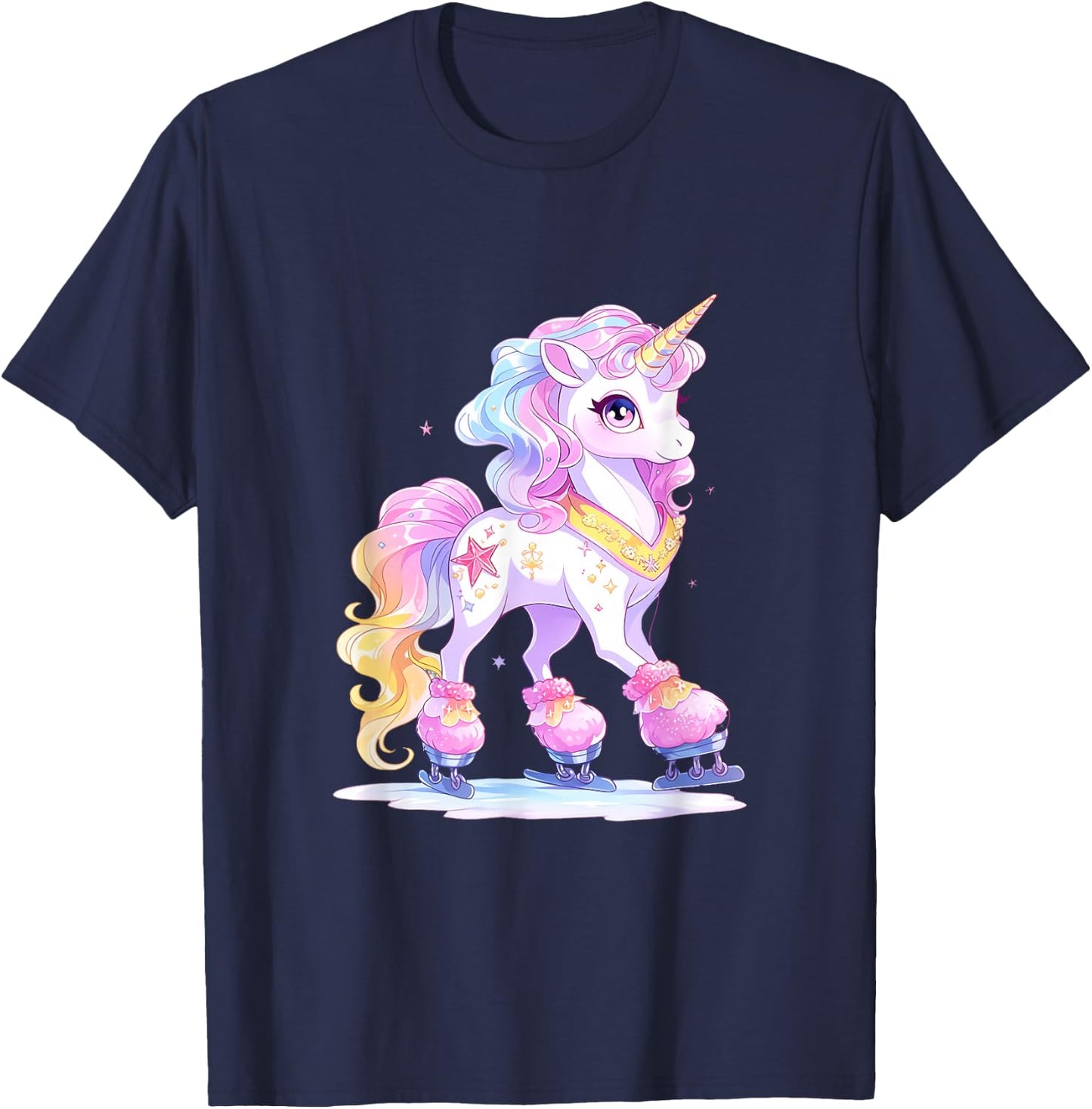 Unicorn Ice Skates Figure Skating Ice Skates Children T-Shirt - T-Shirt | Navy