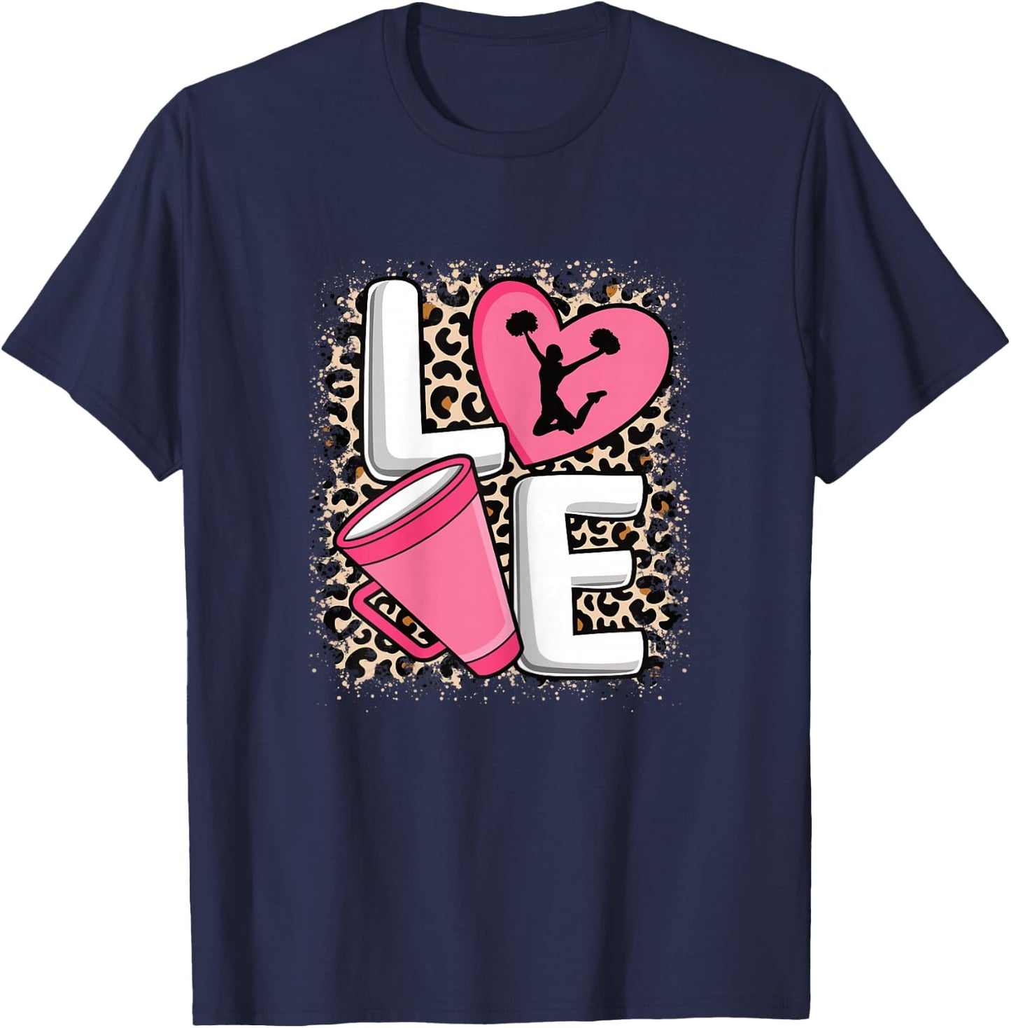 Love Cheer Cheerleader Cheerleading Women Girls T-Shirt - T-Shirt | Navy