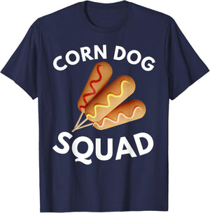 Corn Dog Squad Stick Cheesy Corn Dogs Corndog Man Stick T-Shirt - T-Shirt | Navy