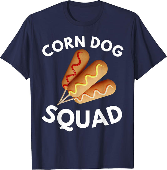 Corn Dog Squad Stick Cheesy Corn Dogs Corndog Man Stick T-Shirt - T-Shirt | Navy