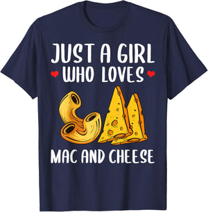 Funny Mac And Cheese Design For Girls Women Macaroni Cheese T-Shirt - T-Shirt | Navy