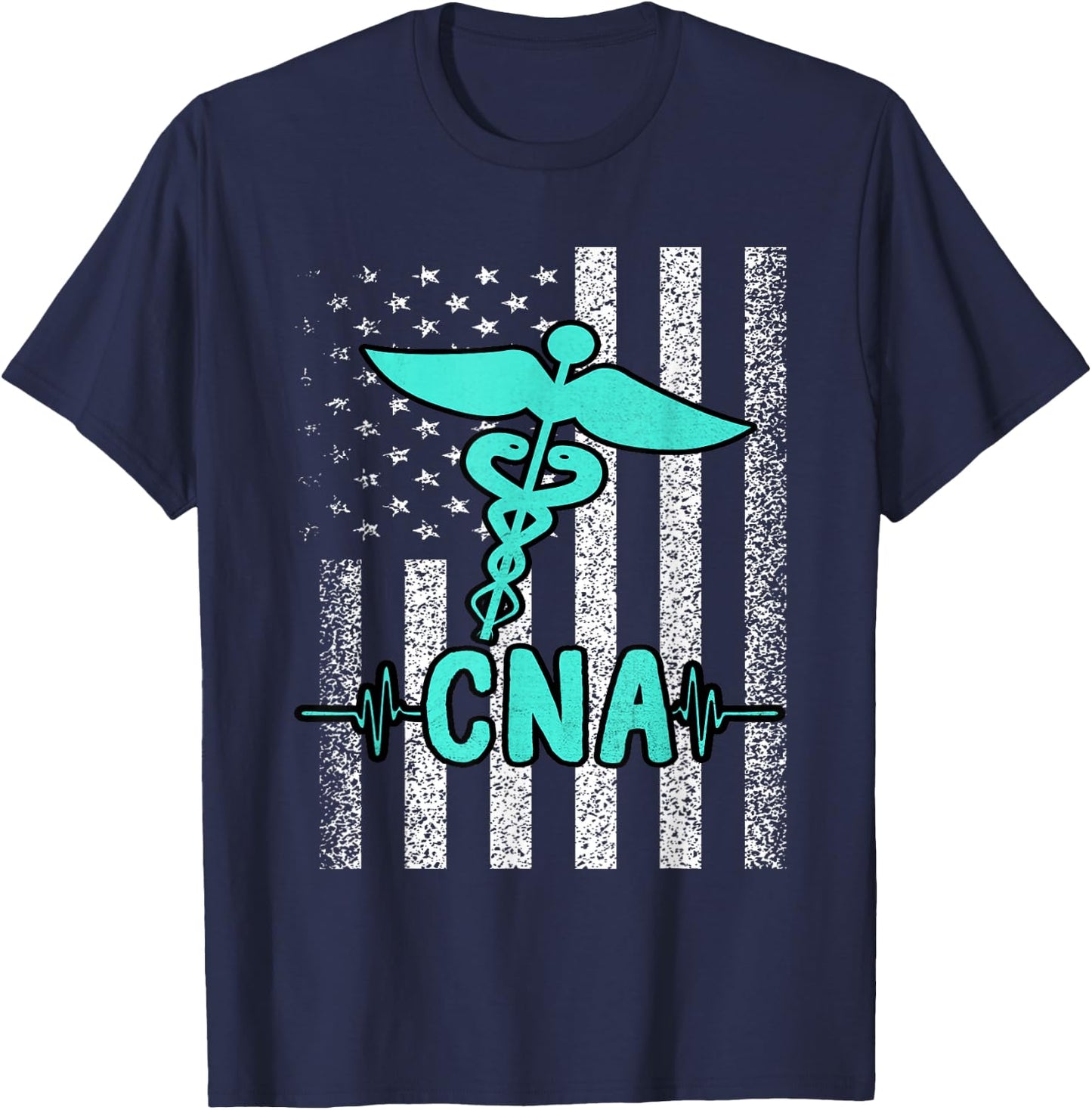 Nursing CNA Certified Nurse Assistant American Flag Vintage Men T-Shirt - T-Shirt | Navy