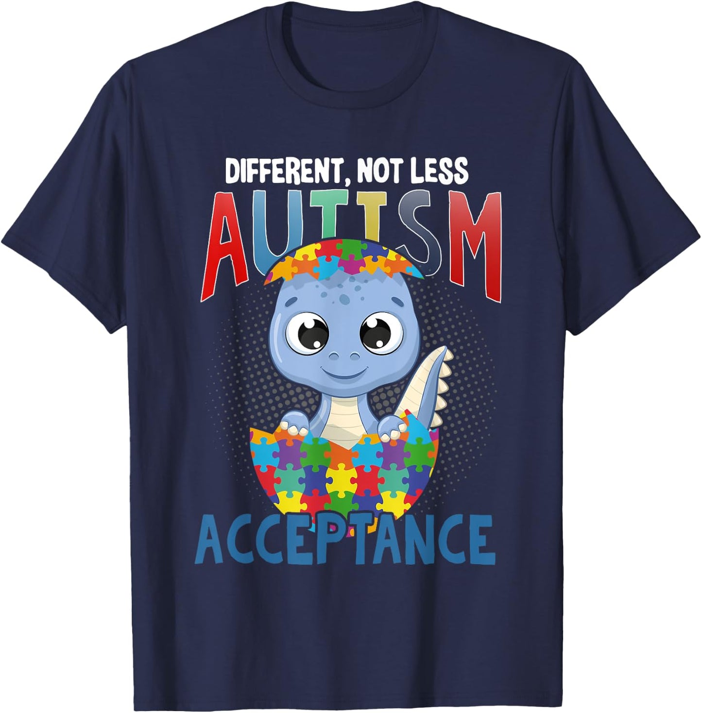 Different but Not Less Autism Awareness Turtle Puzzle T-Shirt - T-Shirt | Navy