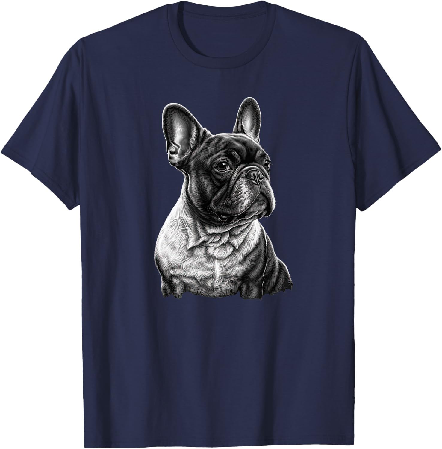 Funny French Bulldog Frenchie Black and White Women Girls Kids T-Shirt - T-Shirt | Navy