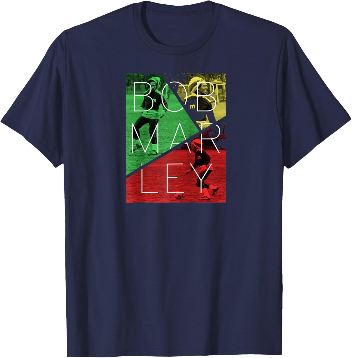 Bob Marley Soccer Split Raglan Baseball T-Shirt - T-Shirt | Navy