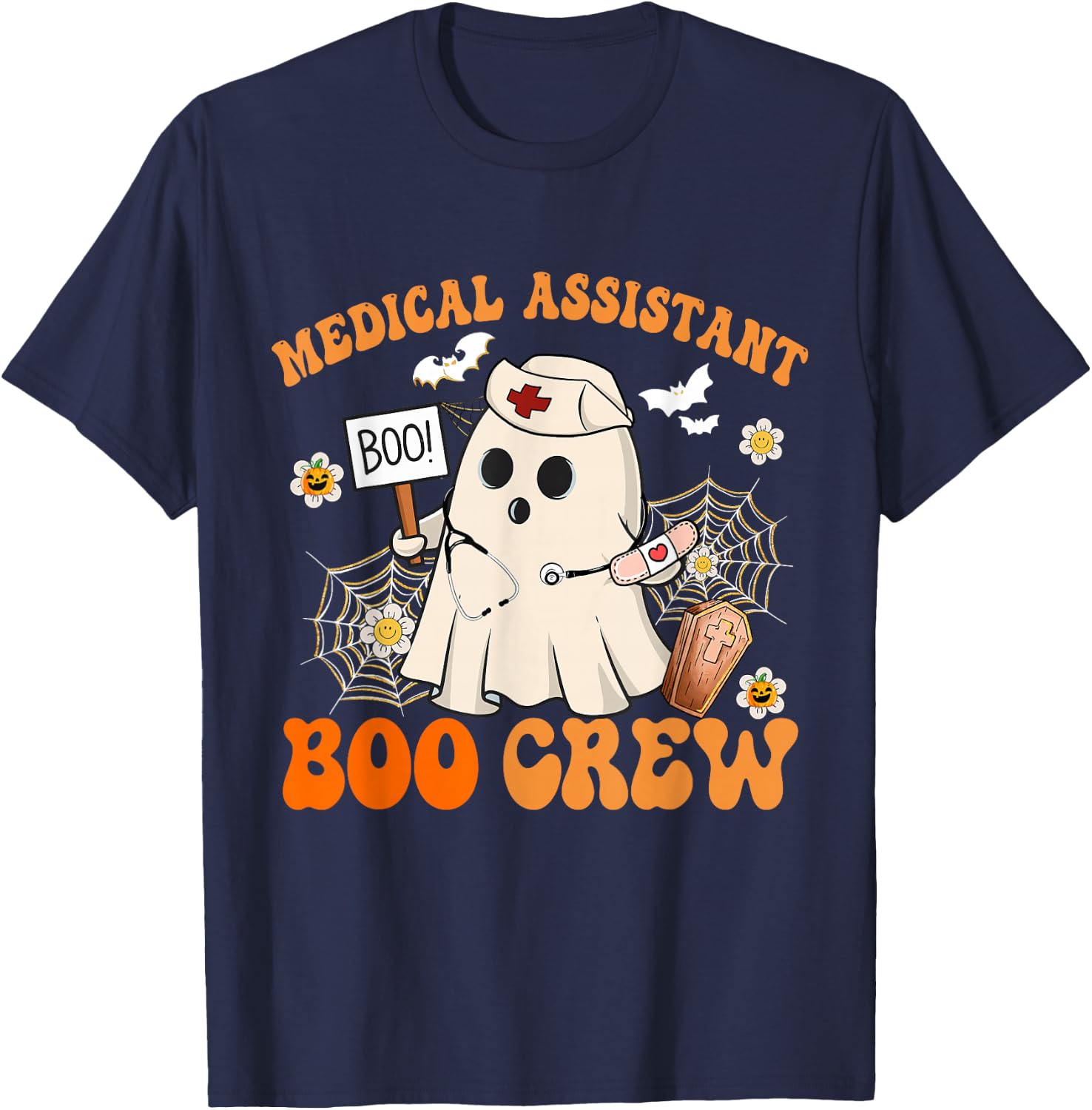 Medical Assistant Boo Crew Funny Ghost Halloween Costumes T-Shirt - T-Shirt | Navy