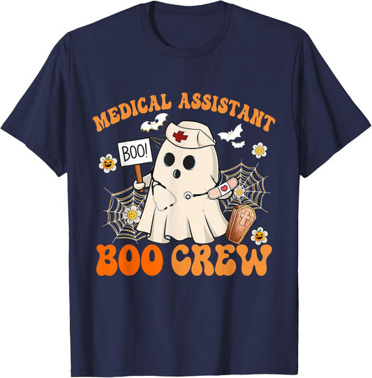 Medical Assistant Boo Crew Funny Ghost Halloween Costumes T-Shirt - T-Shirt | Navy