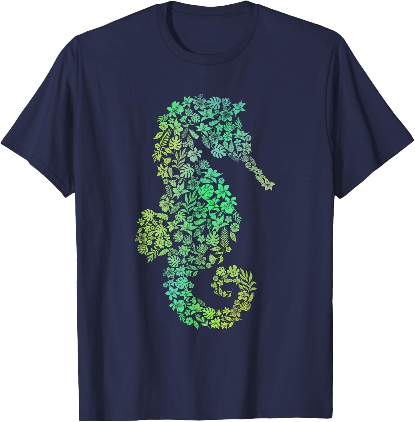 Seahorse Flowers - Underwater Sea Lover Marine Biologist T-Shirt - T-Shirt | Navy