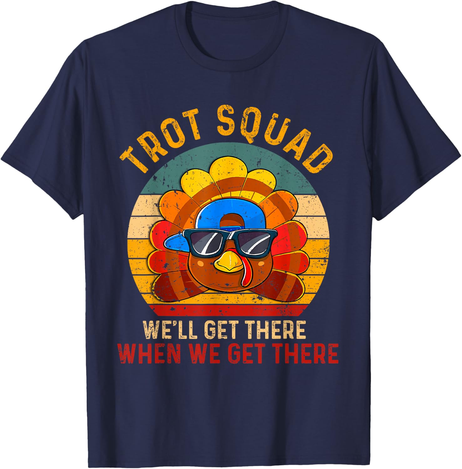 Turkey Trot Squad Funny Thanksgiving Running Costume Boy Men T-Shirt - T-Shirt | Navy
