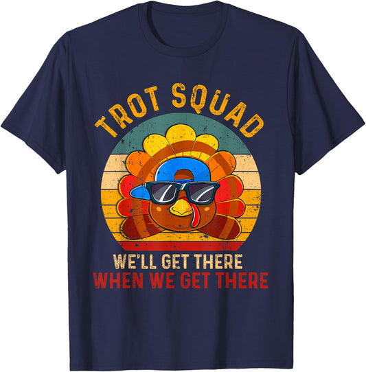 Turkey Trot Squad Funny Thanksgiving Running Costume Boy Men T-Shirt - T-Shirt | Navy