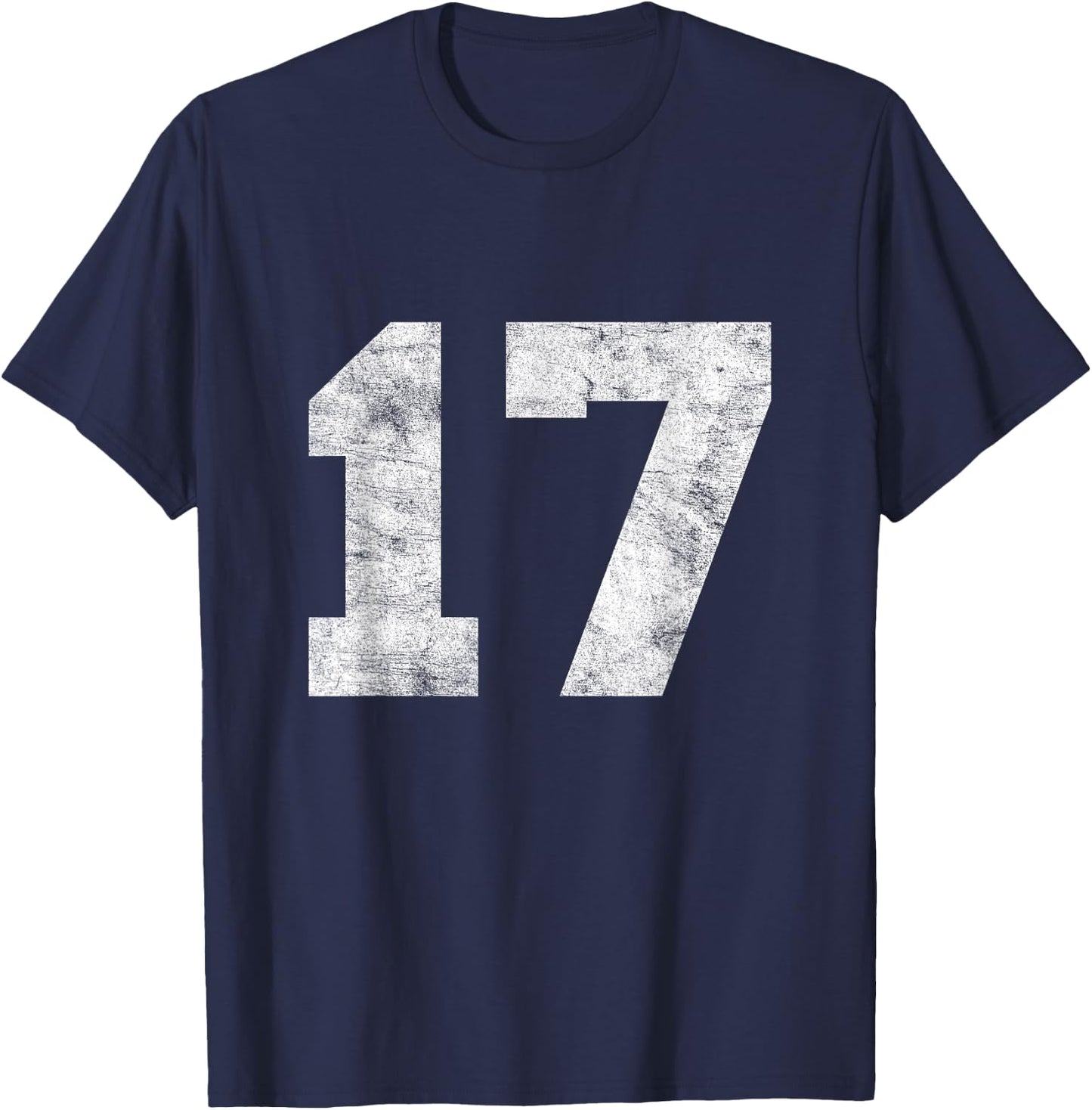 Vintage Lucky Number 17 Birthday Sports Player Team Athlete T-Shirt - T-Shirt | Navy