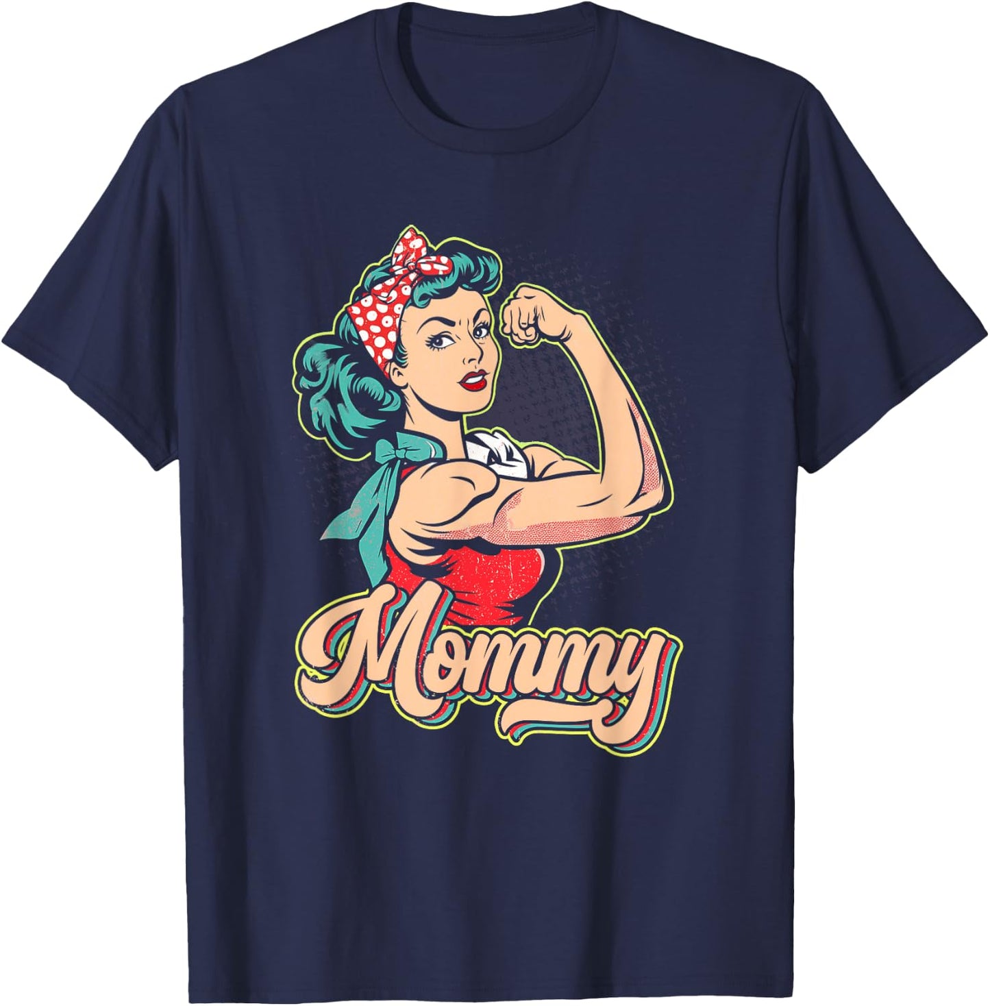 Mommy Muscle Retro Weightlifting And Bodybuilding Gym Mom T-Shirt - T-Shirt | Navy
