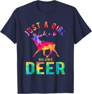 Just A Girl Who Loves Deer Deer Lover Funny Deer T-Shirt - T-Shirt | Navy