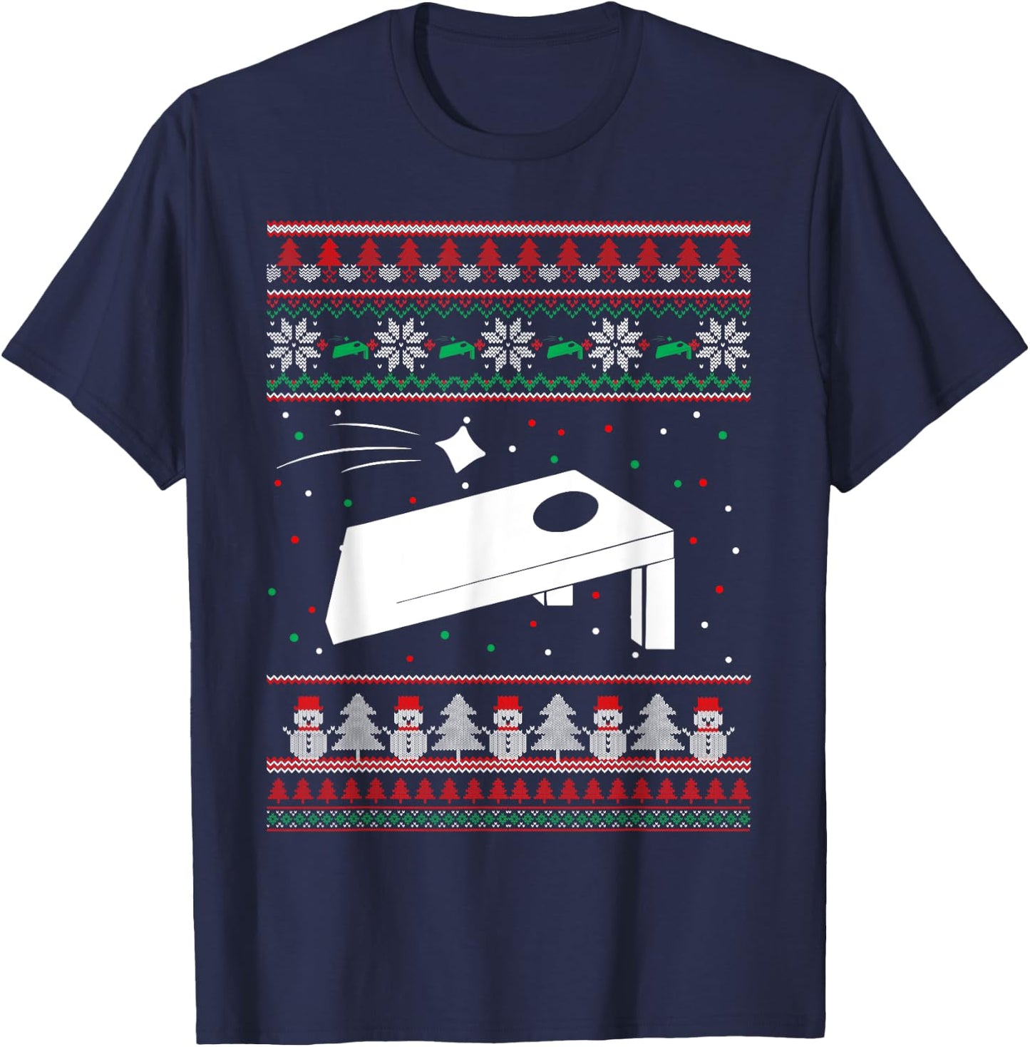 Cornhole Ugly Christmas Sweater Pajama Gifts Women T-Shirt - T-Shirt | Navy