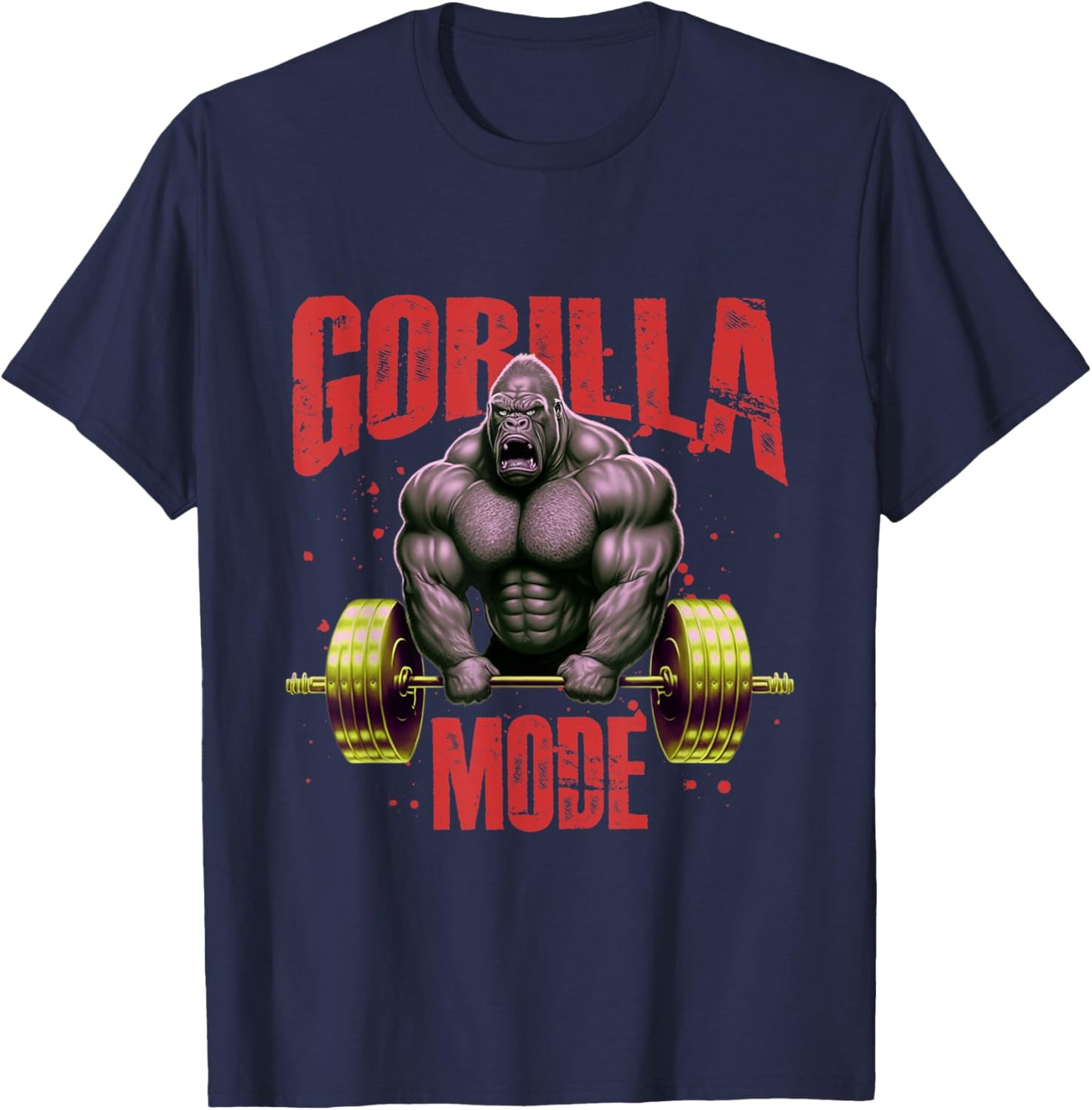 Gorilla Mode Weightlifting Gym | Bodybuilding Workout Beast T-Shirt - T-Shirt | Navy