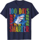 Funny Shark 100 Days Smarter 100 Days of School T-Shirt - T-Shirt | Navy