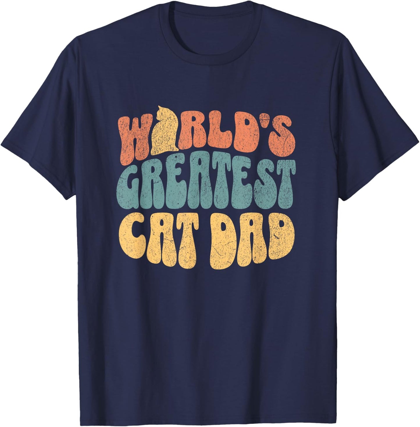 Cat Dad Shirt World's Greatest Cat Dad Men Women Kids T-Shirt - T-Shirt | Navy