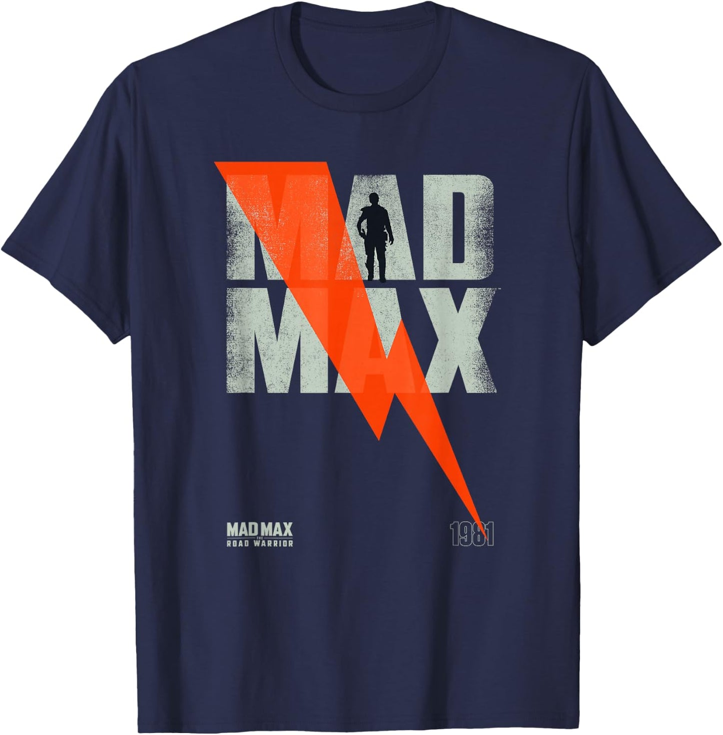 WB100 Mad Max The Road Warrior 1981 Vintage Lightning Poster T-Shirt - T-Shirt | Navy