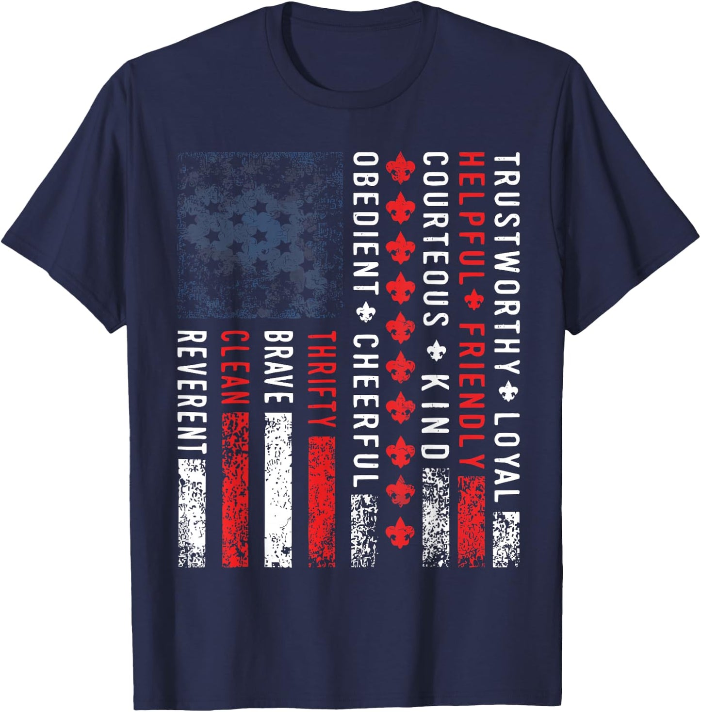 Scouting Law Vintage US America Flag Scouting T-Shirt - T-Shirt | Navy