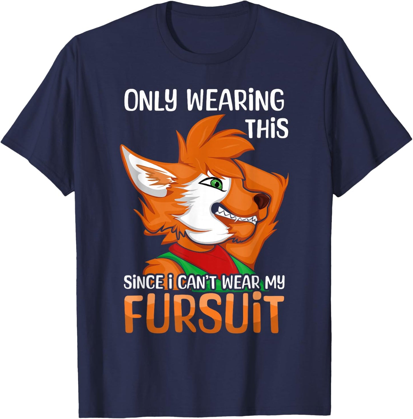 Kawaii Fox Proud Furry Tail Ear Furry Person Cosplay Fursuit T-Shirt - T-Shirt | Navy