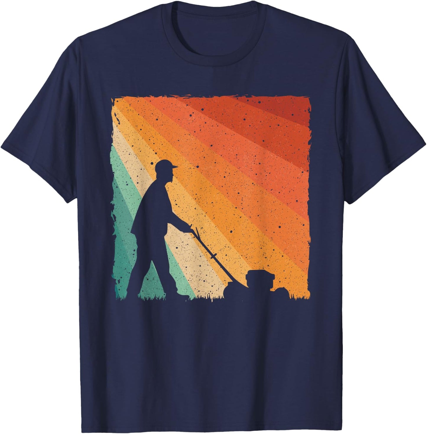 Cool Vintage Landscaper Art Dad Lawn Mower Lawn Care T-Shirt - T-Shirt | Navy
