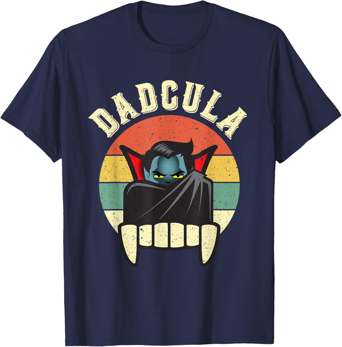 Dadcula Daddy Matching Family Halloween Dad Retro Vintage T-Shirt - T-Shirt | Navy