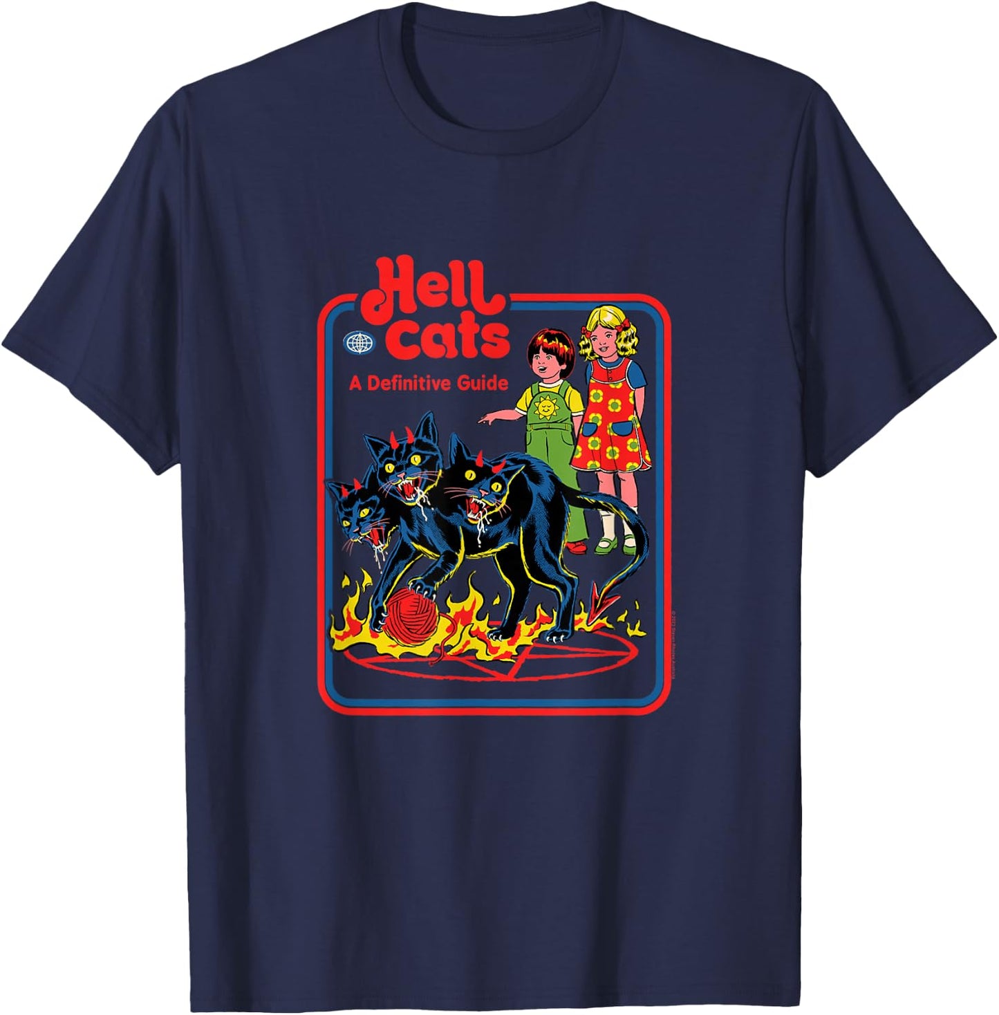 Steven Rhodes Hell Cats: A Definitive Guide Retro Dark Humor T-Shirt - T-Shirt | Navy