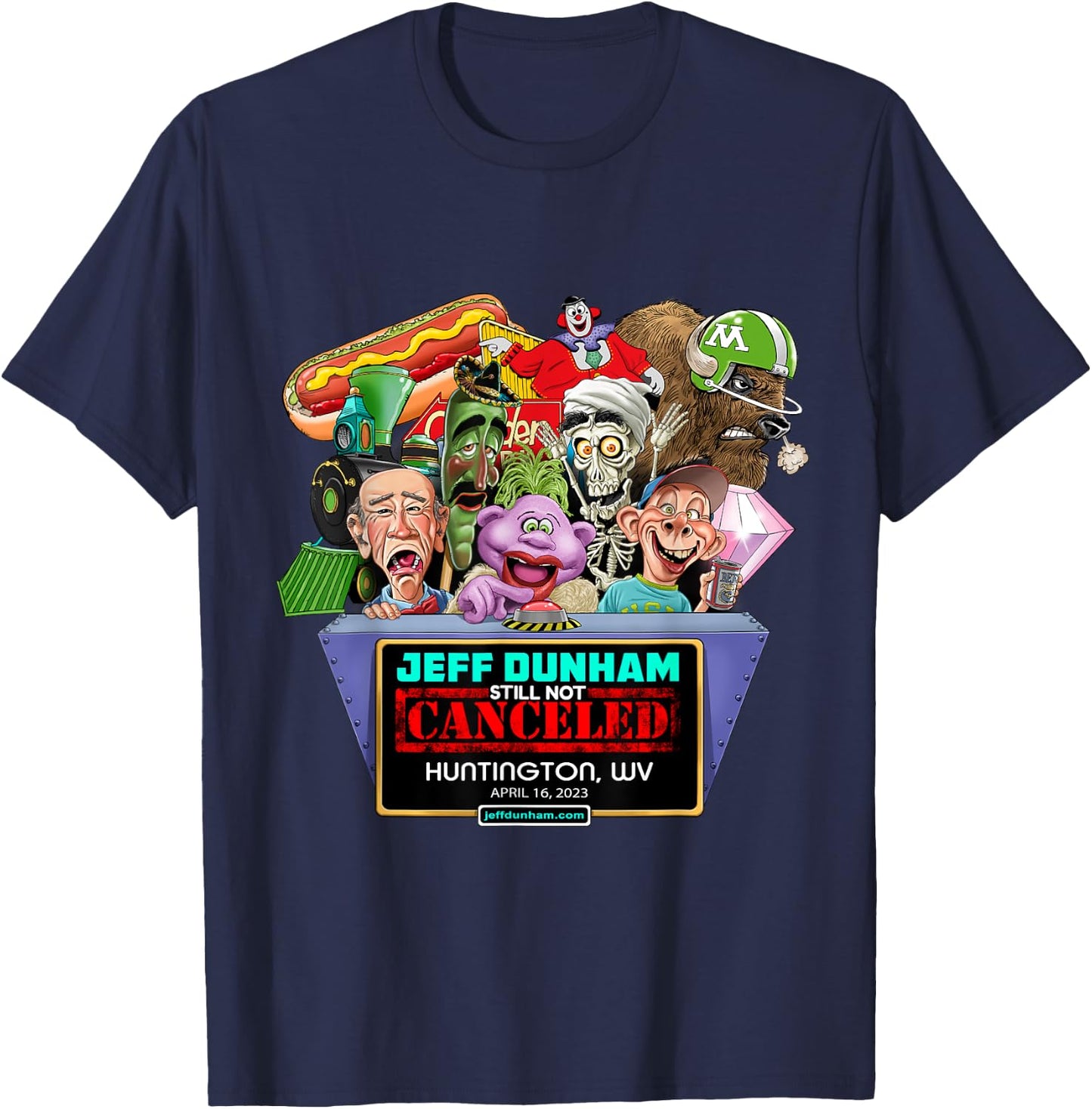 Jeff Dunham Huntington, WV (2023) T-Shirt - T-Shirt | Navy