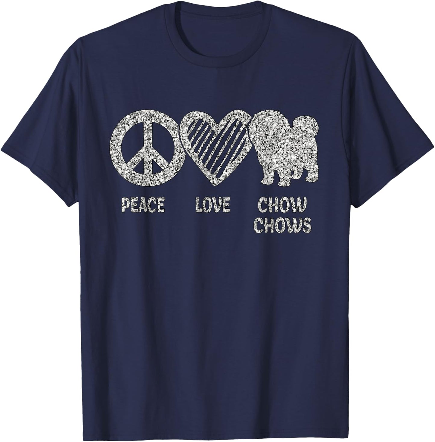Peace Love Chow Chows Cute Peace Sign Dog Owner Lover T-Shirt - T-Shirt | Navy