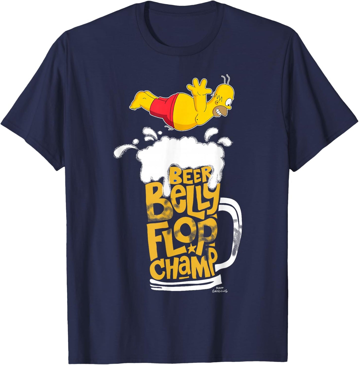 The Simpsons Homer Beer Belly Flop Champ C2 T-Shirt - T-Shirt | Navy