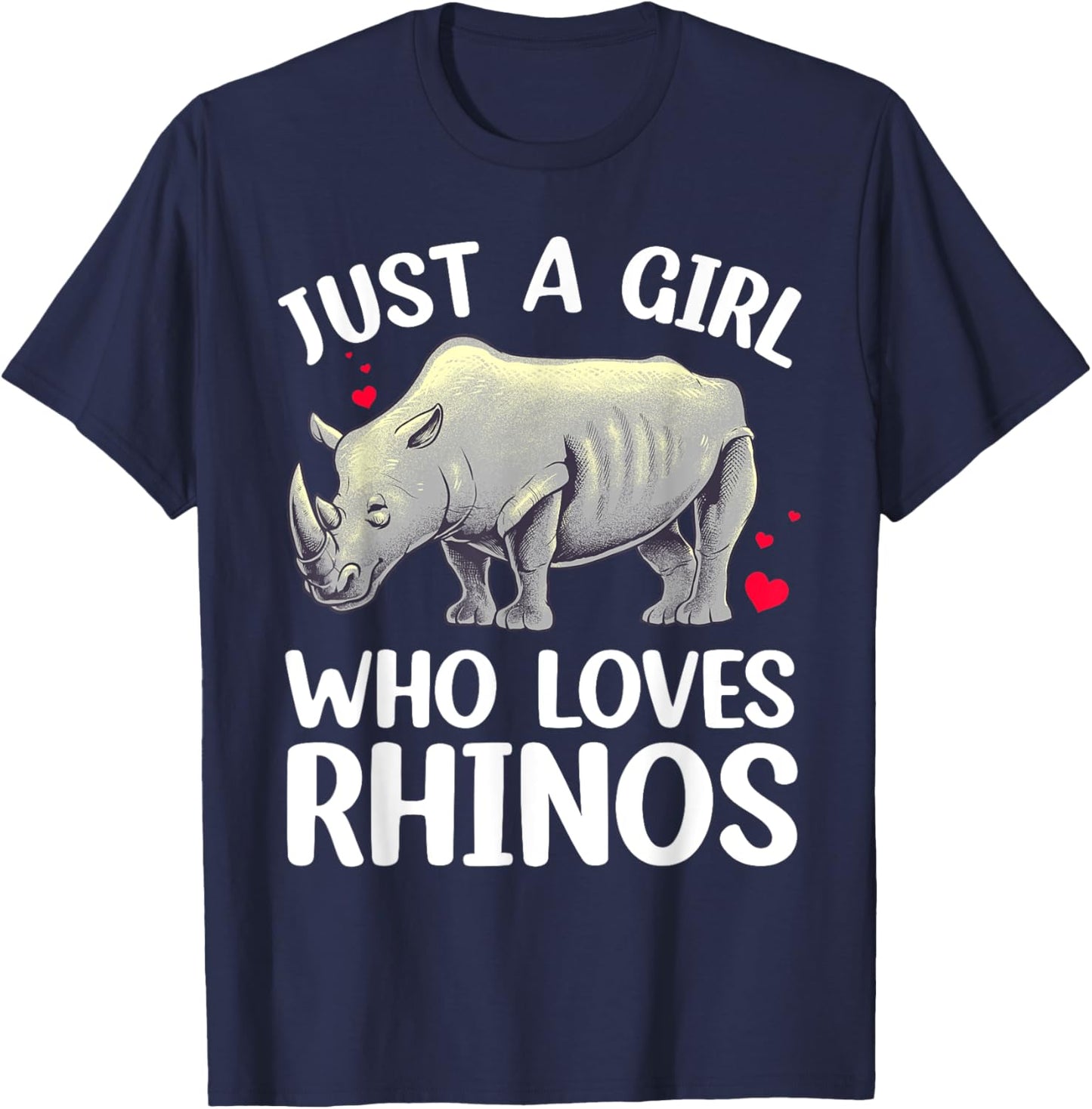 Cool Rhino Art Girls Zoo Rhinoceros Chubby Unicorn T-Shirt - T-Shirt | Navy