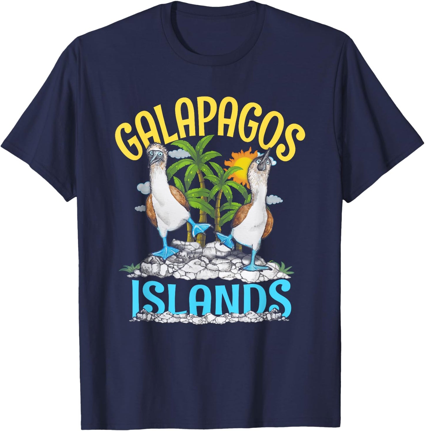 Seabirds Blue-Footed Booby Bird Galapagos Island Animal T-Shirt - T-Shirt | Navy
