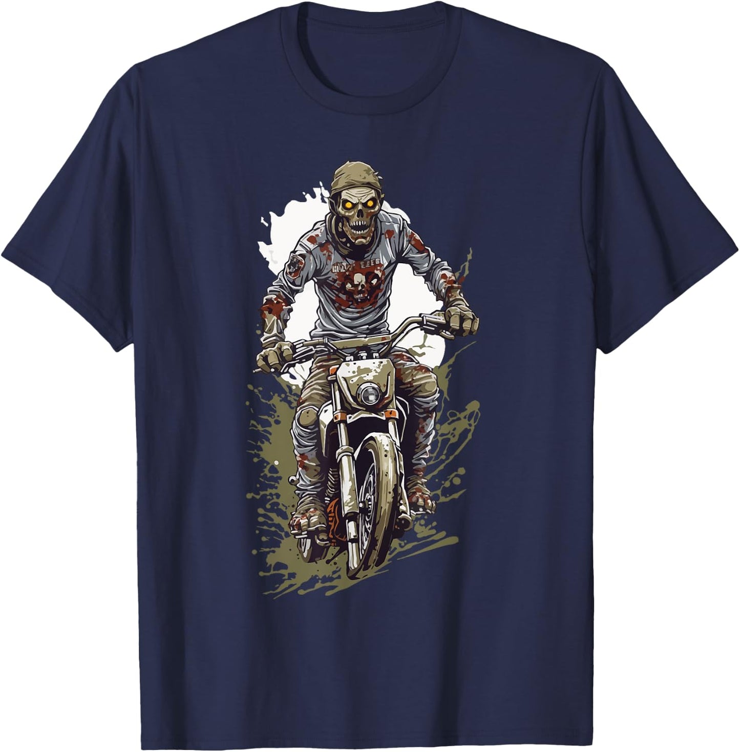 Zombie Motocross Halloween Biker Cool Costume Design T-Shirt - T-Shirt | Navy