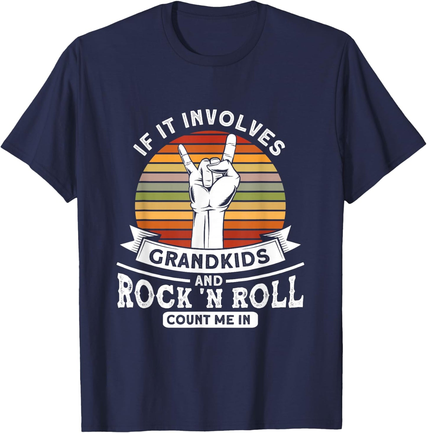 Grandkids And Rock 'n Roll Rock N Roll Guitar T-Shirt - T-Shirt | Navy