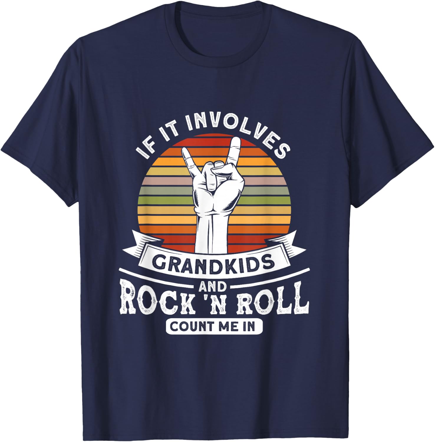 Grandkids And Rock 'n Roll Rock N Roll Guitar T-Shirt - T-Shirt | Navy