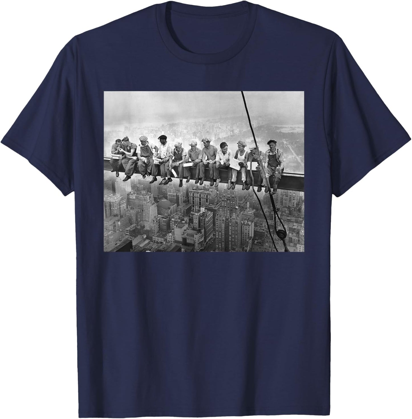 Lunch Atop A Skyscraper (High Resolution) T-Shirt - T-Shirt | Navy