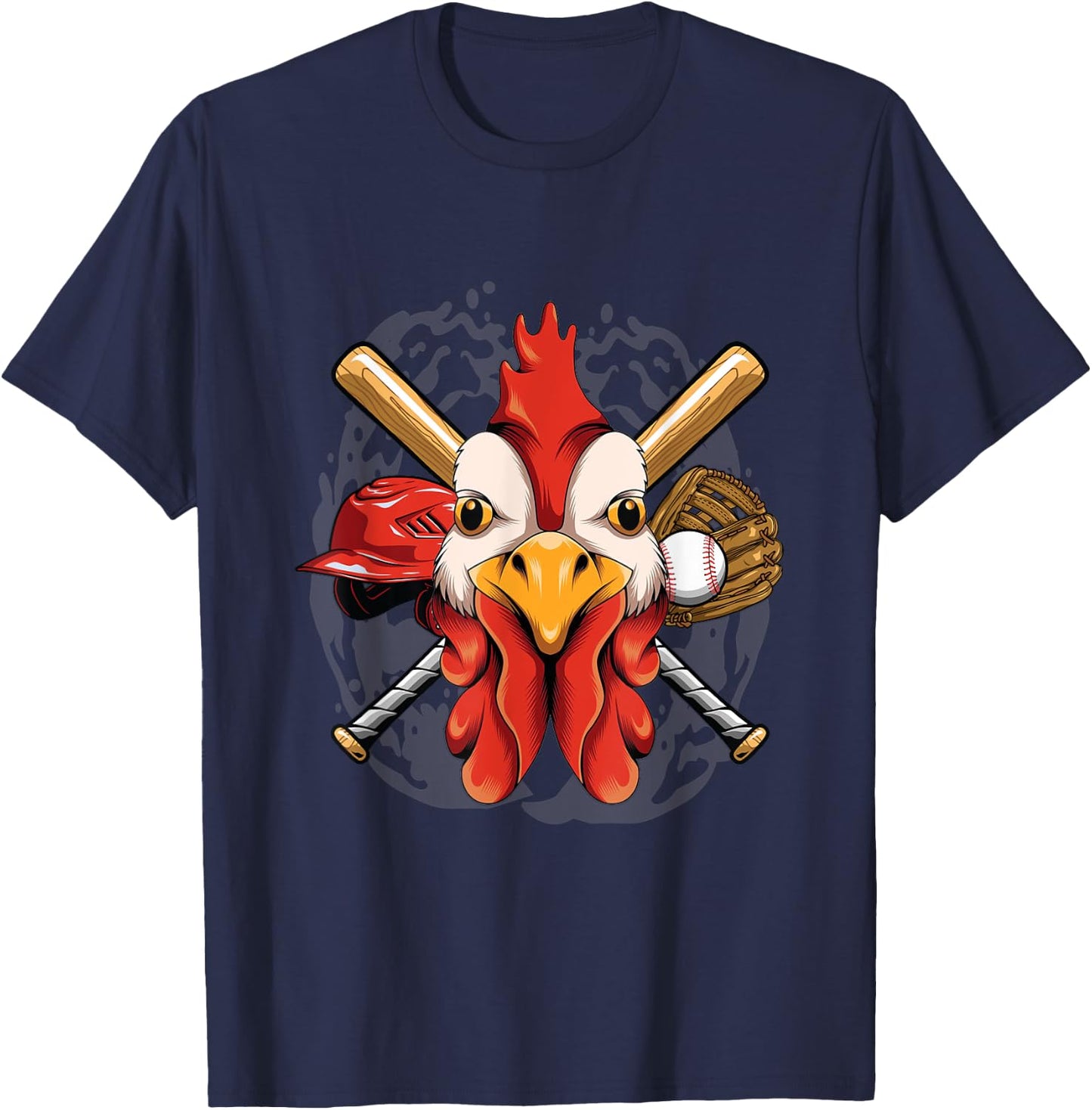 Baseball Player Chicken Pitcher Catcher Baseball Coach Farm T-Shirt - T-Shirt | Navy