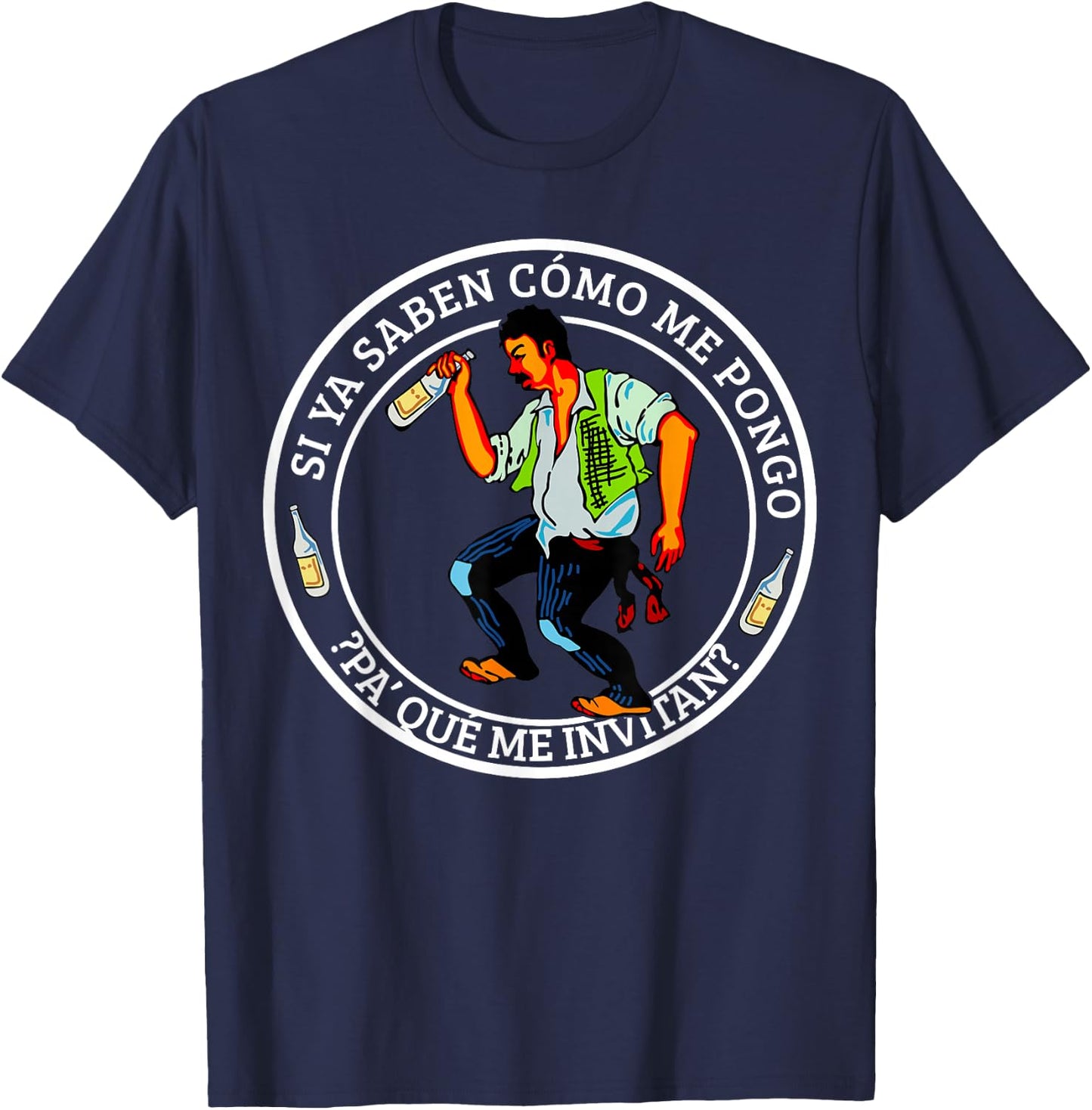 Funny Borracho Mexican Fiesta Party Mexico Independence Day T-Shirt - T-Shirt | Navy